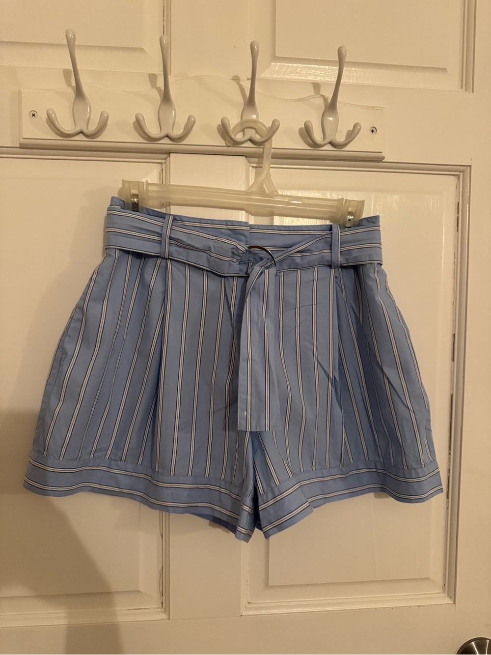 Zara Blue & White Striped Tie-Belt Shorts
